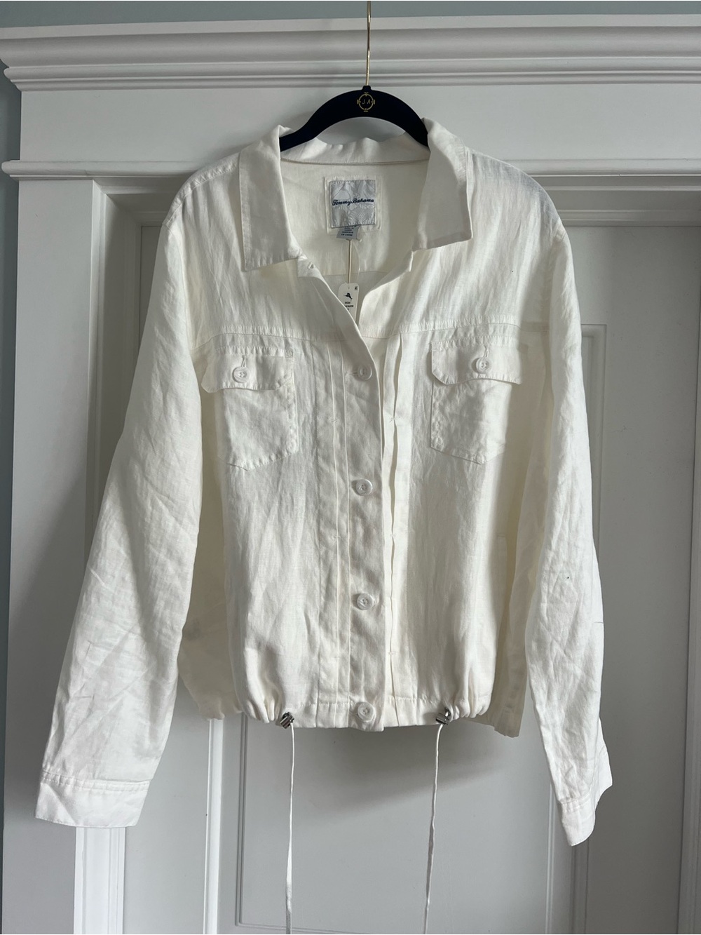 Tommy Bahama Cream Button-Front Linen Jacket